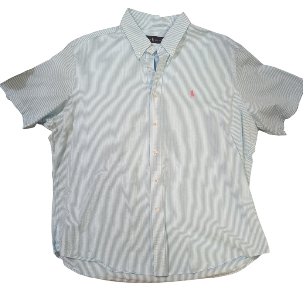 Ralph‎ Lauren men's blue/white striped button up size XXL
